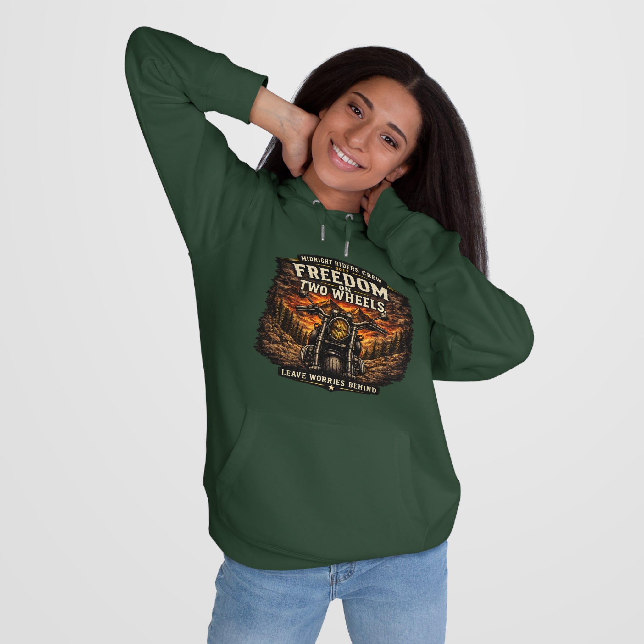 Hoodie - Freedom On Two Wheels - Motorcycle Biker Sweatshirt Man Woman