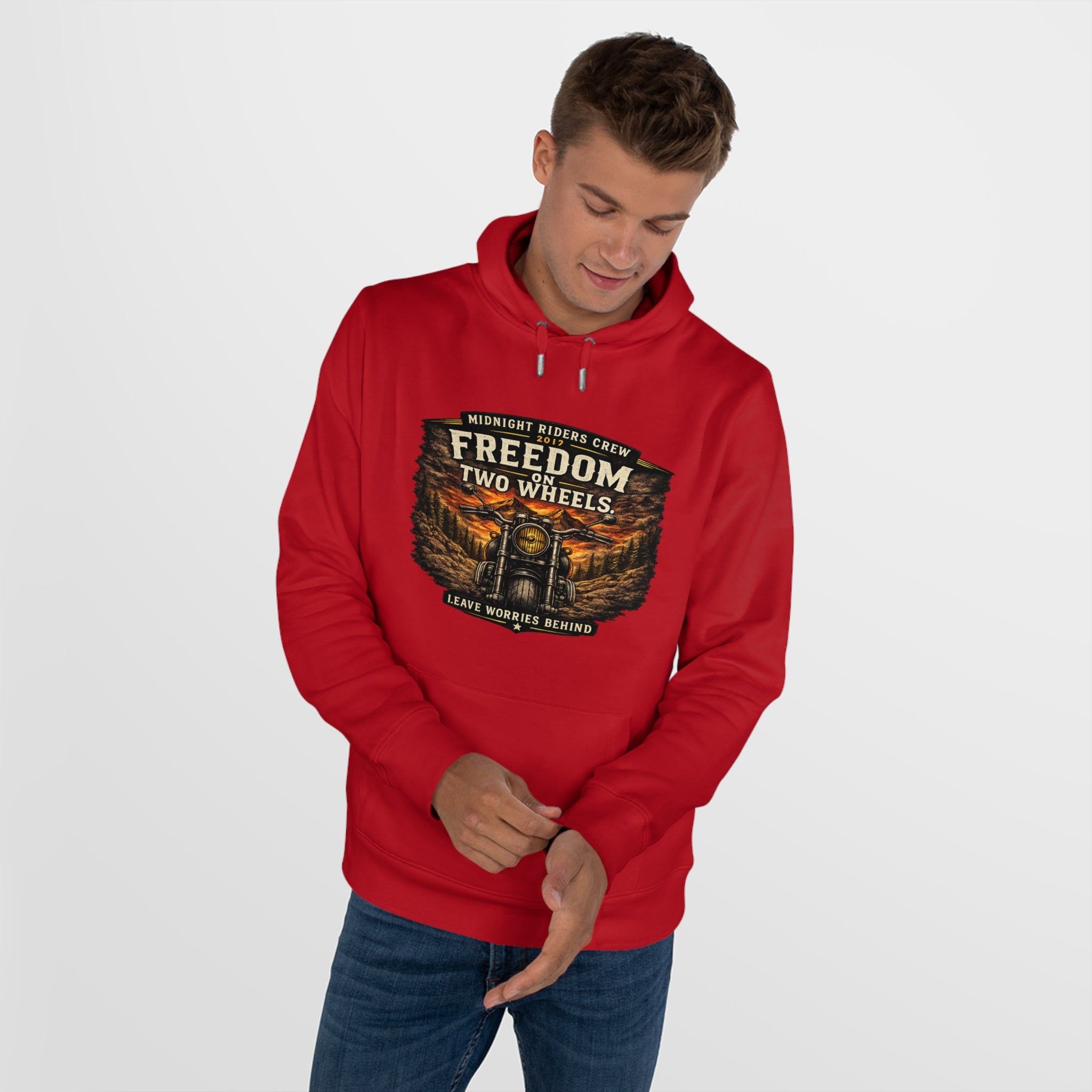 Hoodie - Freedom On Two Wheels - Motorcycle Biker Sweatshirt Man Woman