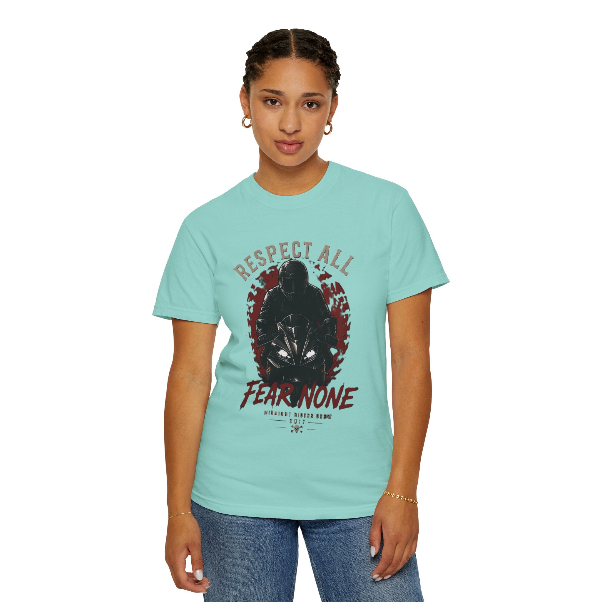 Graphic Motorcycle T-Shirt - Respect All  Fear None Bikershirt Men Woman