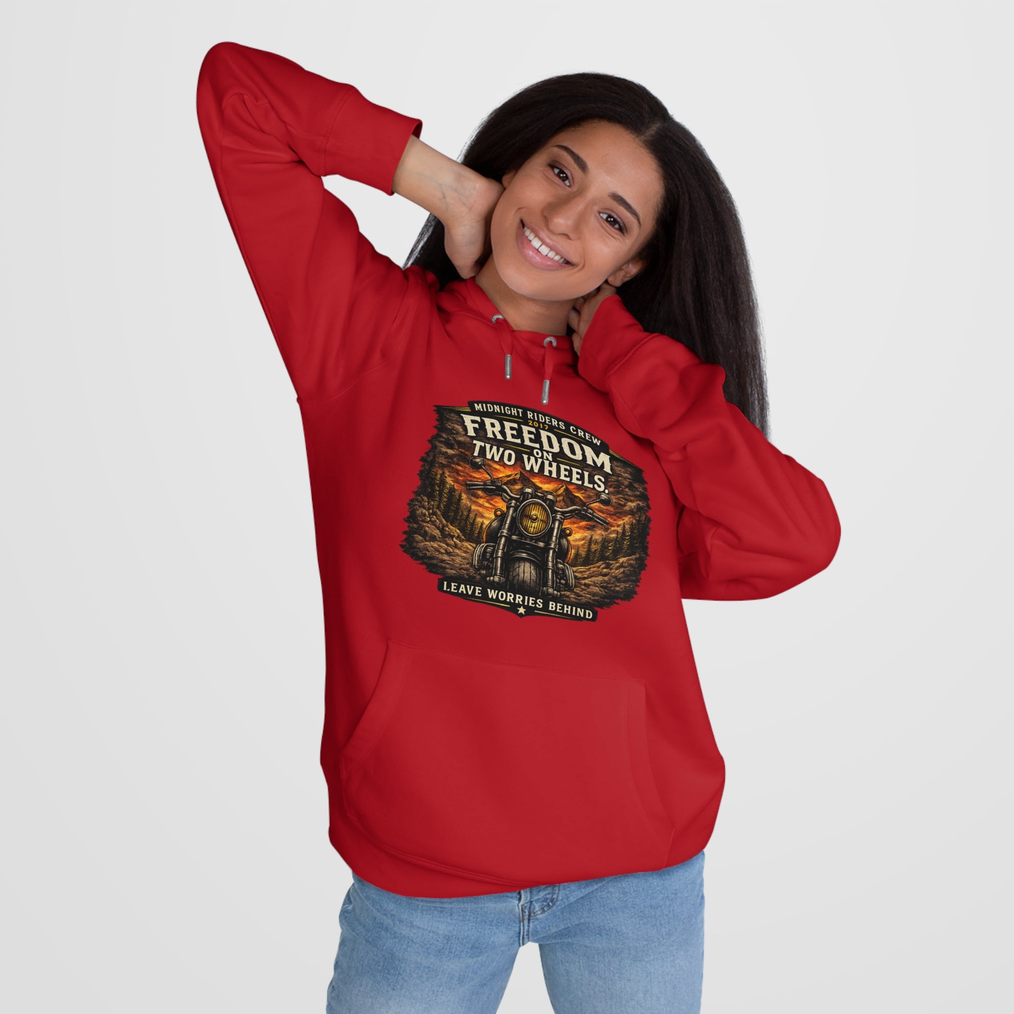 Hoodie - Freedom On Two Wheels - Motorcycle Biker Sweatshirt Man Woman