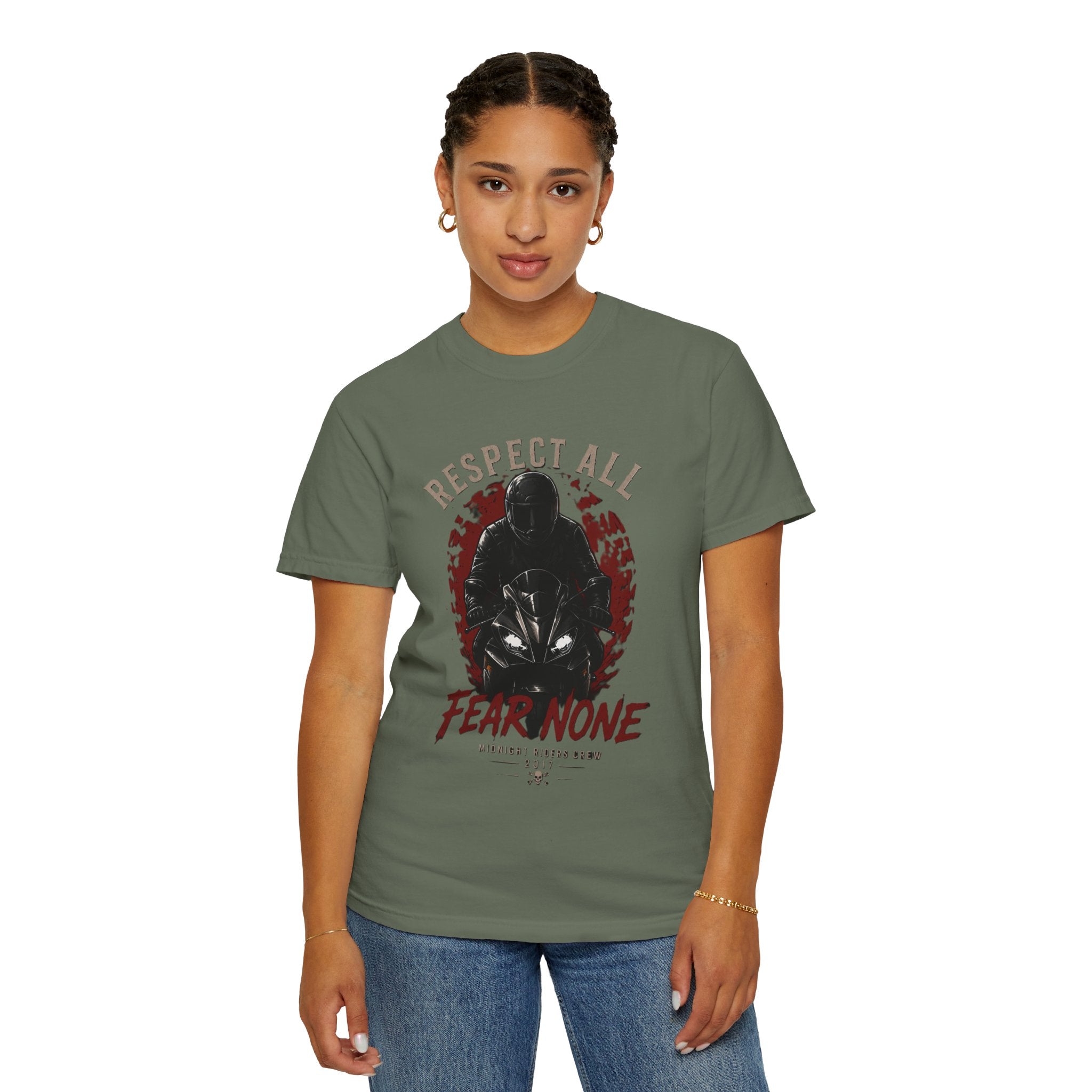 Graphic Motorcycle T-Shirt - Respect All  Fear None Bikershirt Men Woman