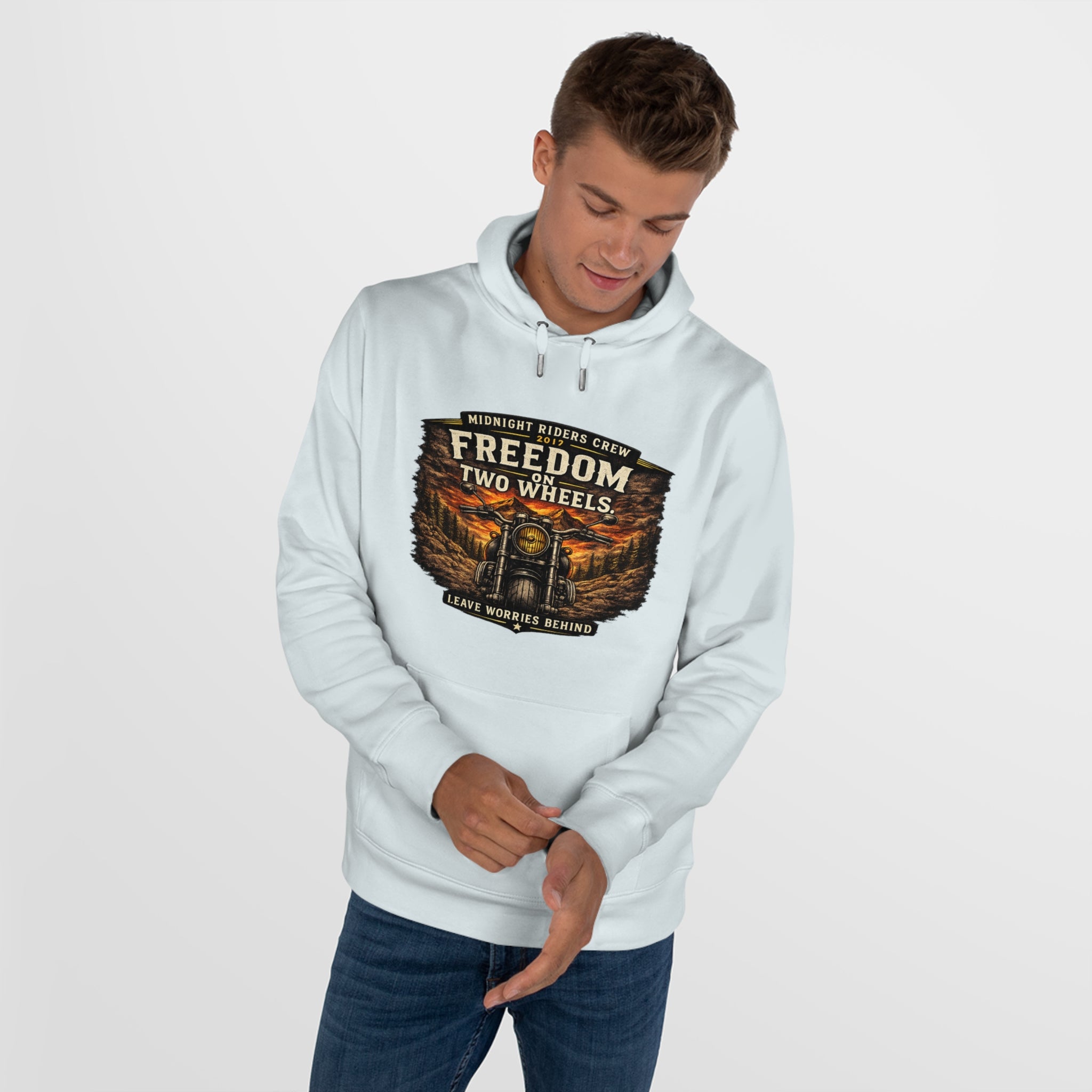Hoodie - Freedom On Two Wheels - Motorcycle Biker Sweatshirt Man Woman