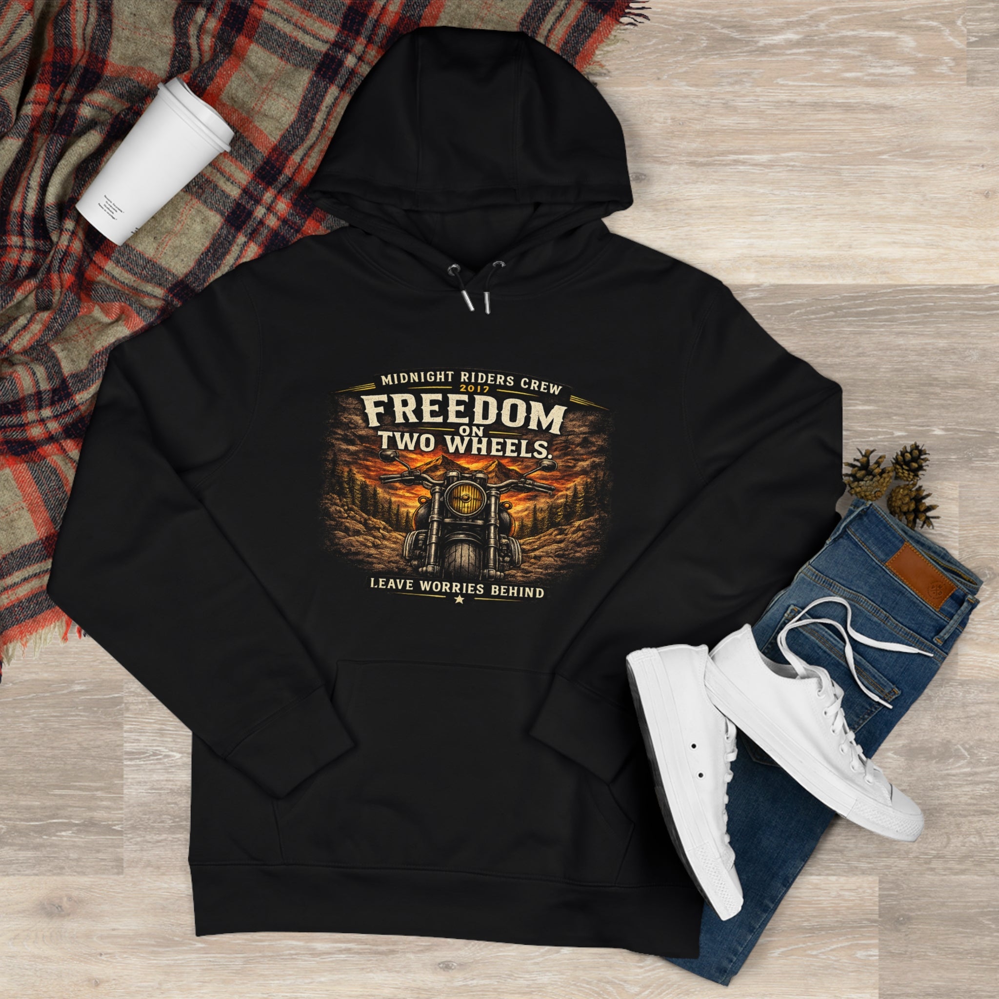 Hoodie - Freedom On Two Wheels - Motorcycle Biker Sweatshirt Man Woman
