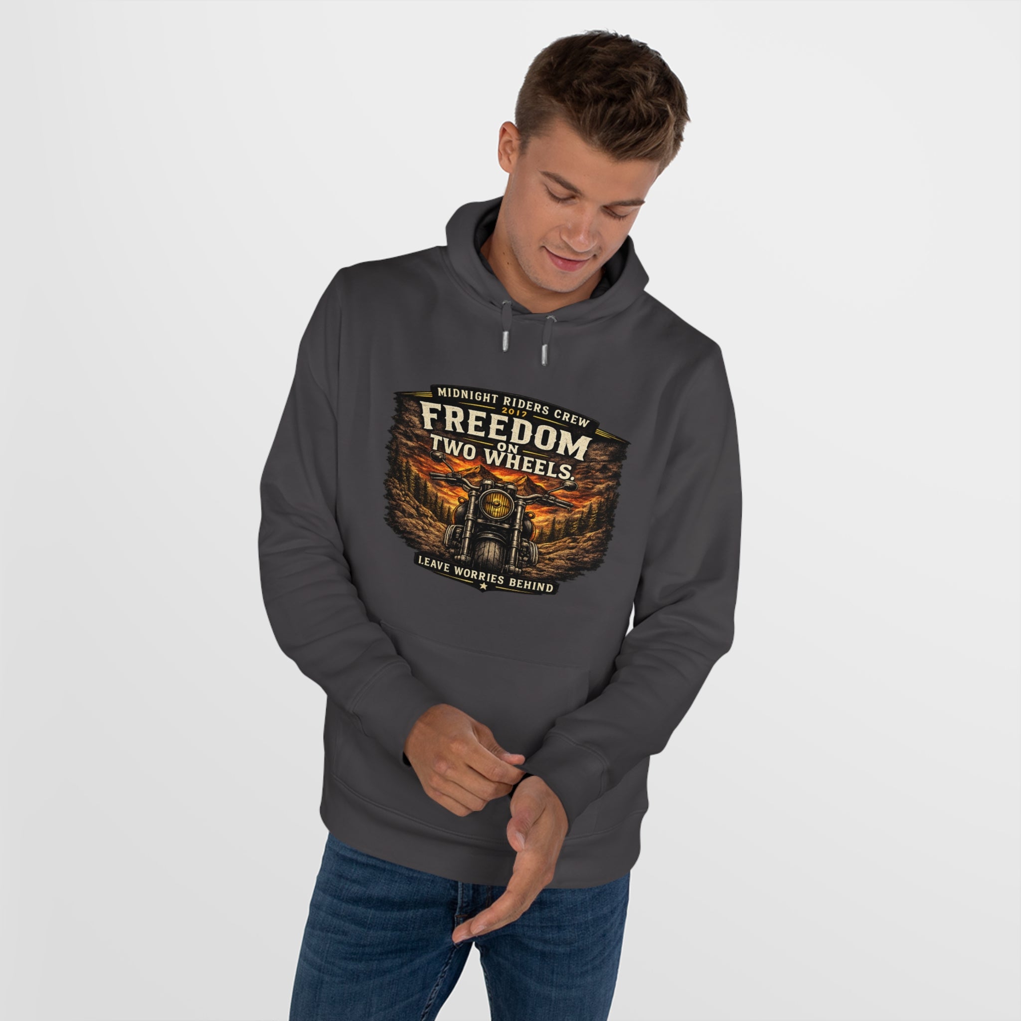 Hoodie - Freedom On Two Wheels - Motorcycle Biker Sweatshirt Man Woman