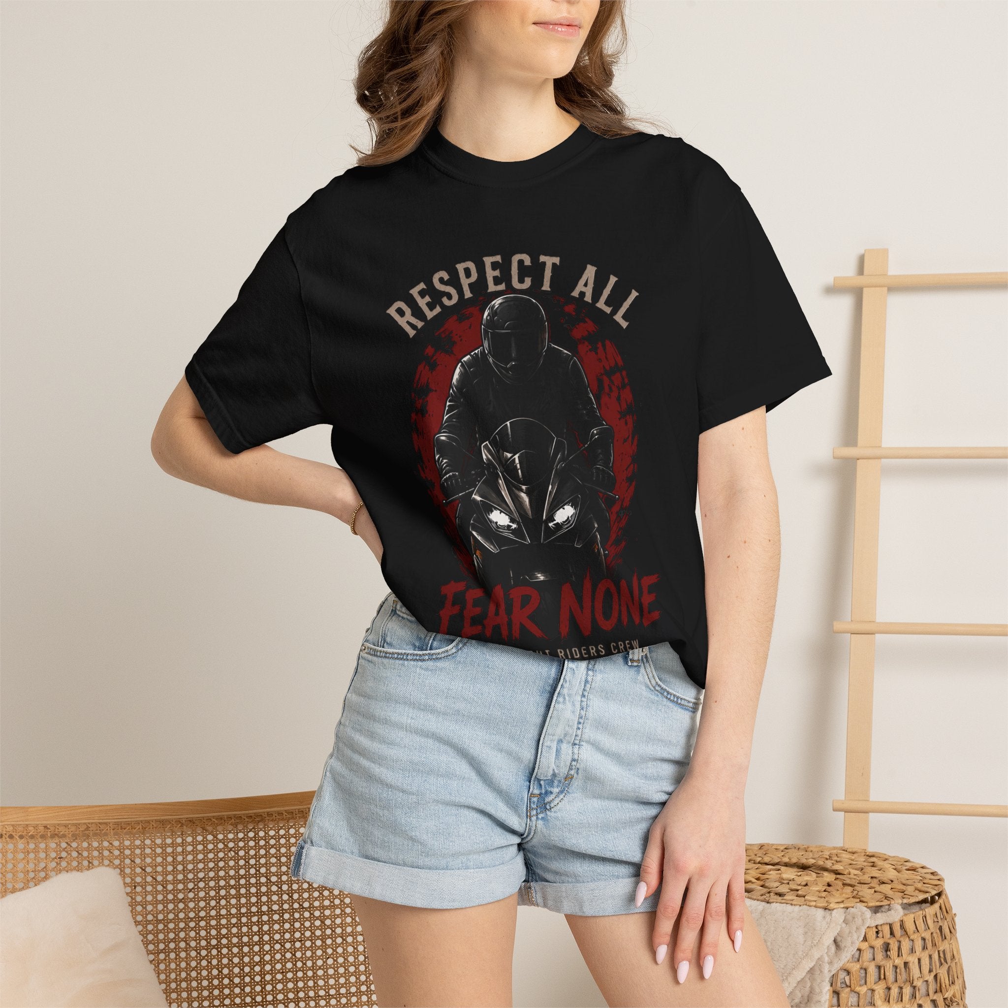 Personalized Gifts - Motorcycle T-Shirt   "Respect All - Fear None"  Streetwear