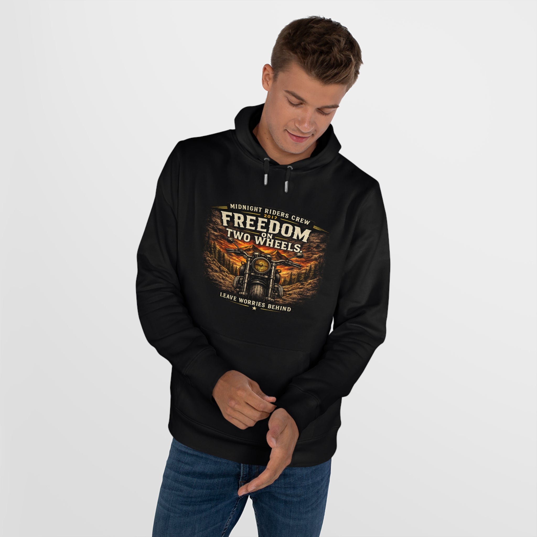 Hoodie - Freedom On Two Wheels - Motorcycle Biker Sweatshirt Man Woman
