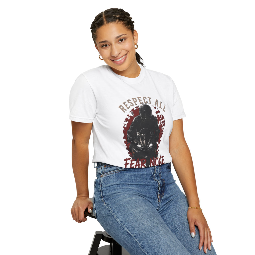 Graphic Motorcycle T-Shirt - Respect All  Fear None Bikershirt Men Woman
