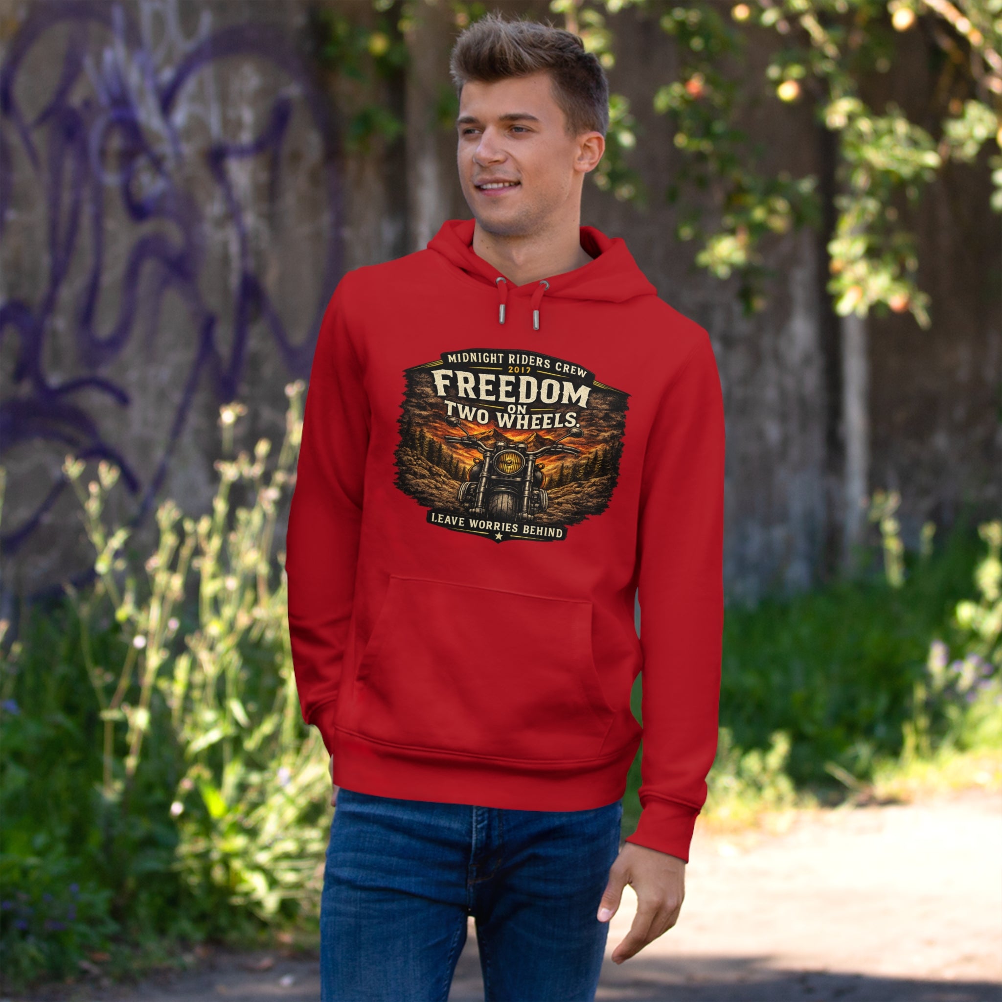 Hoodie - Freedom On Two Wheels - Motorcycle Biker Sweatshirt Man Woman