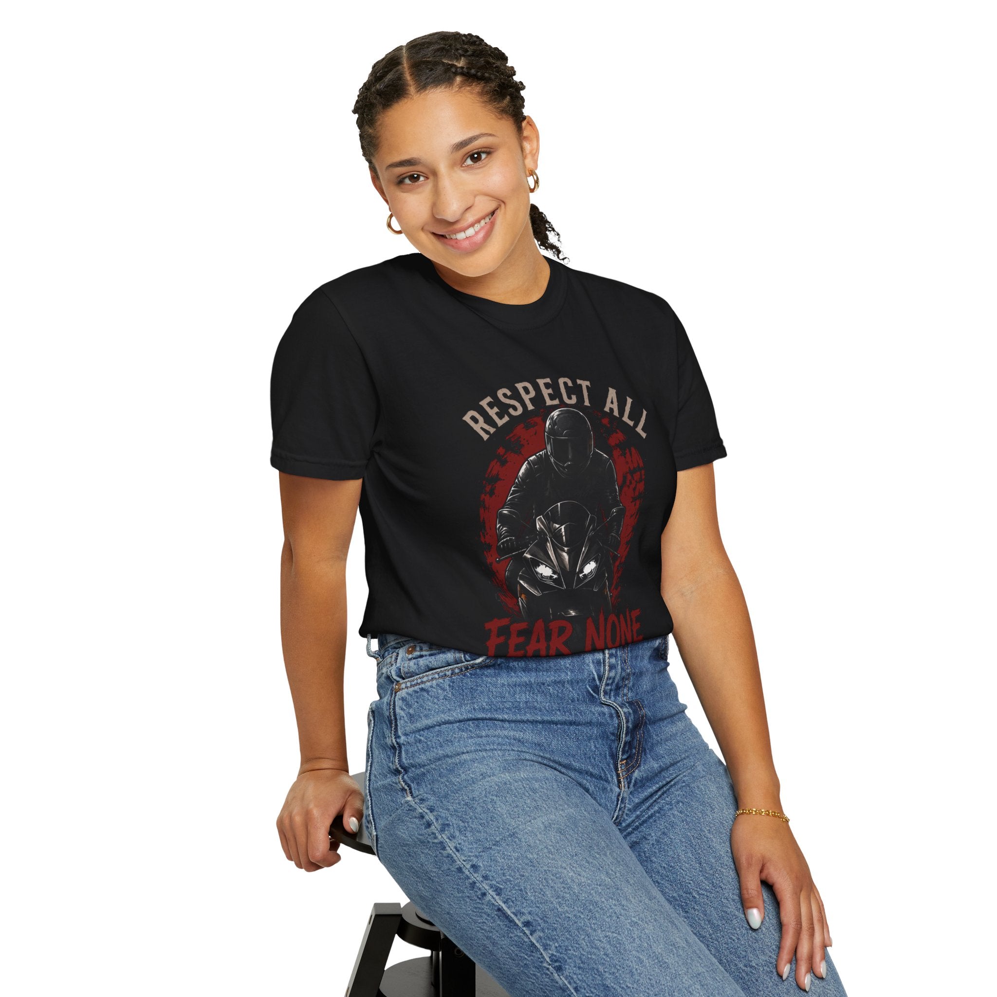 Graphic Motorcycle T-Shirt - Respect All  Fear None Bikershirt Men Woman