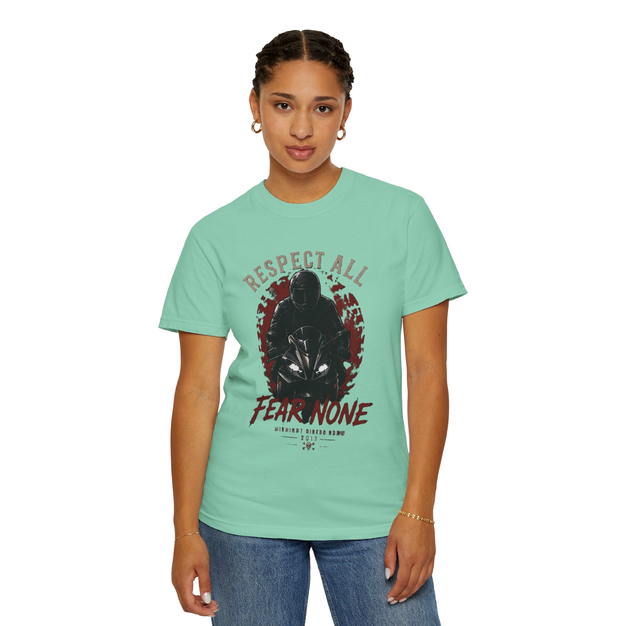 Graphic Motorcycle T-Shirt - Respect All  Fear None Bikershirt Men Woman