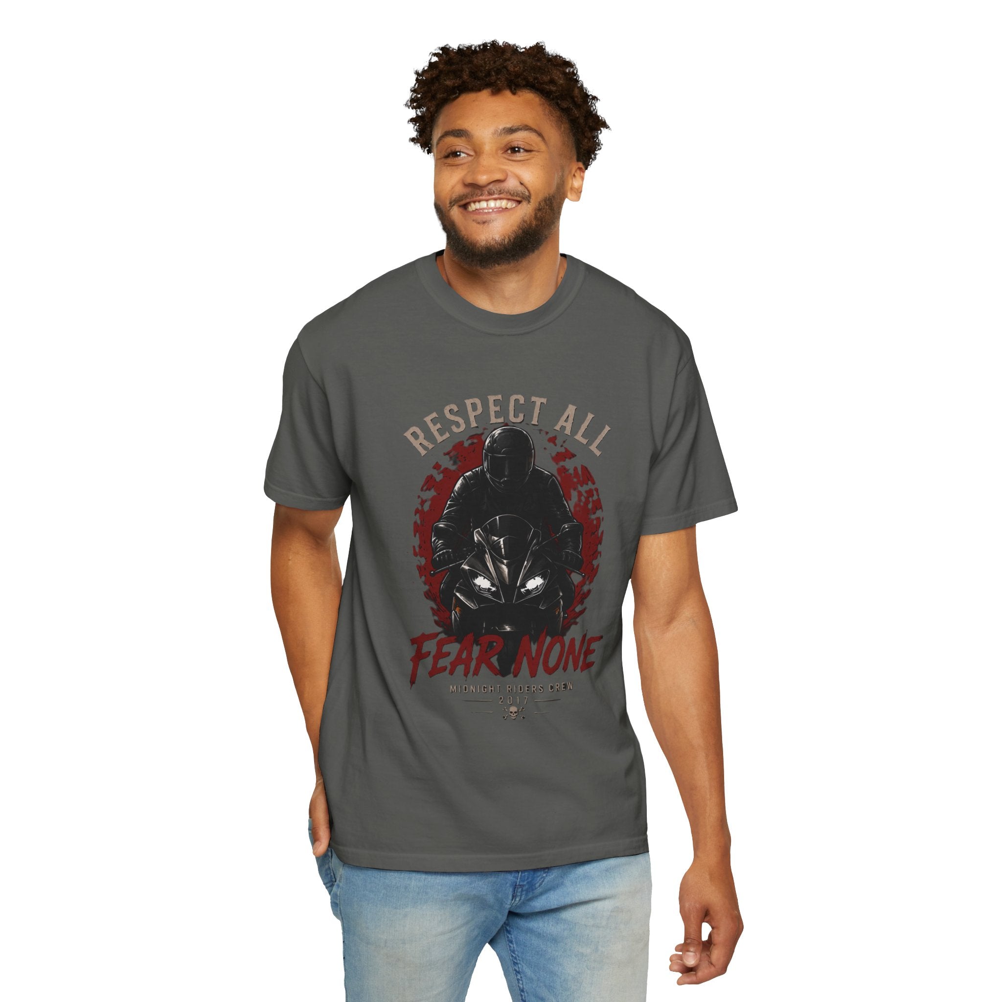 Graphic Motorcycle T-Shirt - Respect All  Fear None Bikershirt Men Woman