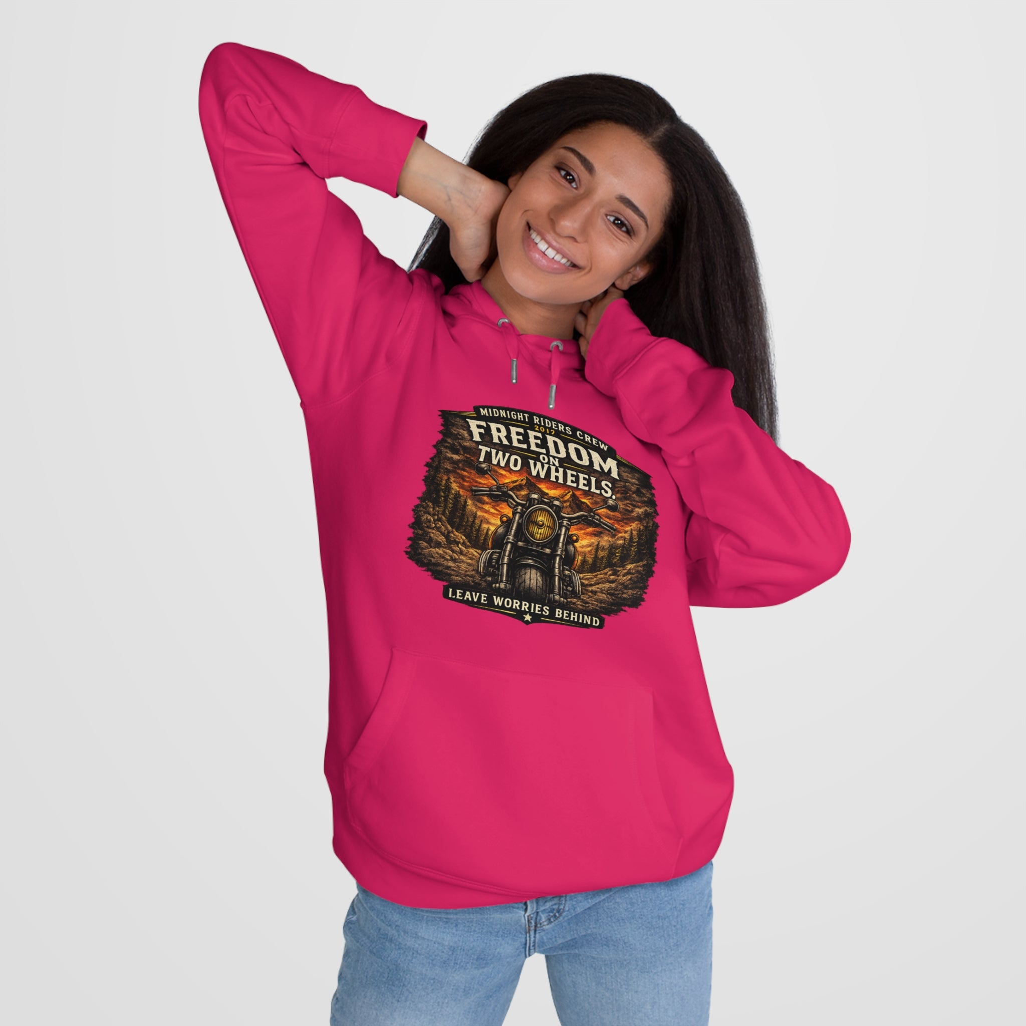 Hoodie - Freedom On Two Wheels - Motorcycle Biker Sweatshirt Man Woman