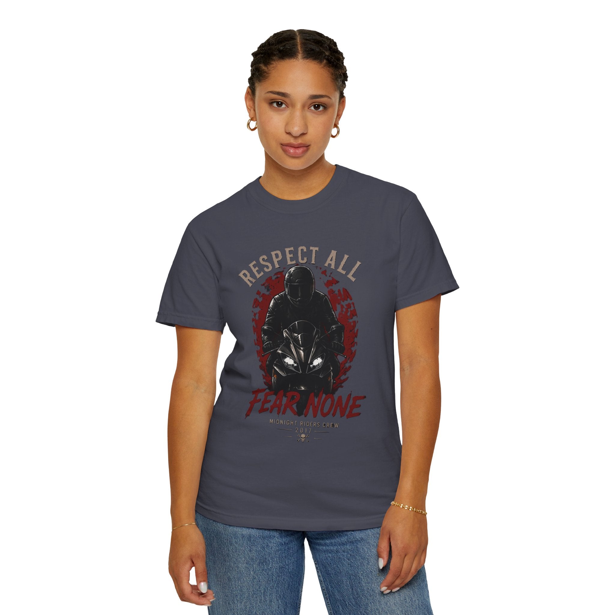 Graphic Motorcycle T-Shirt - Respect All  Fear None Bikershirt Men Woman