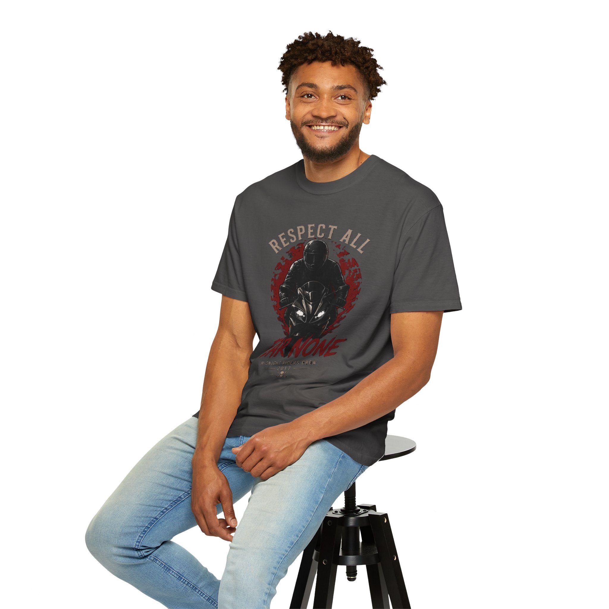 Graphic Motorcycle T-Shirt - Respect All  Fear None Bikershirt Men Woman