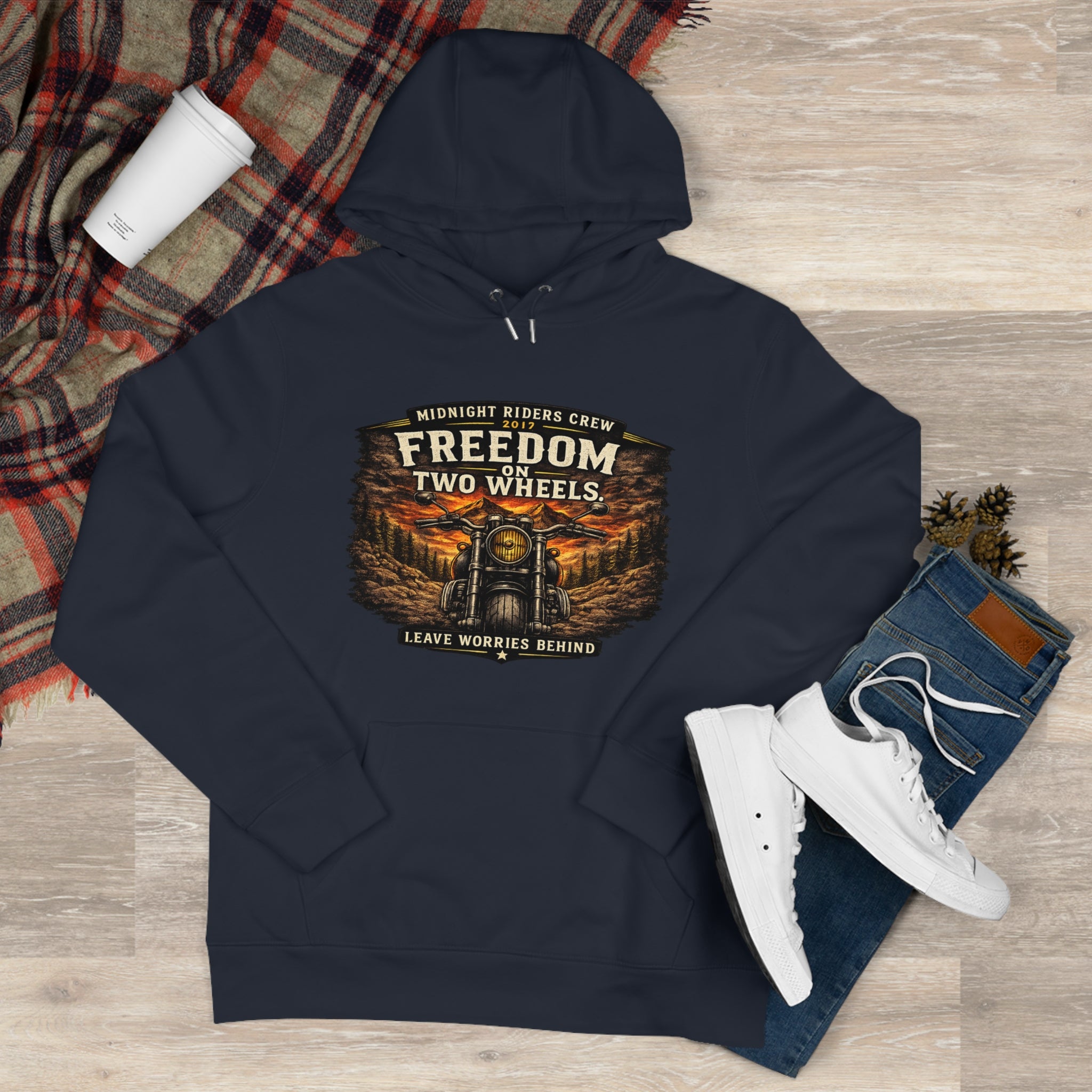 Hoodie - Freedom On Two Wheels - Motorcycle Biker Sweatshirt Man Woman