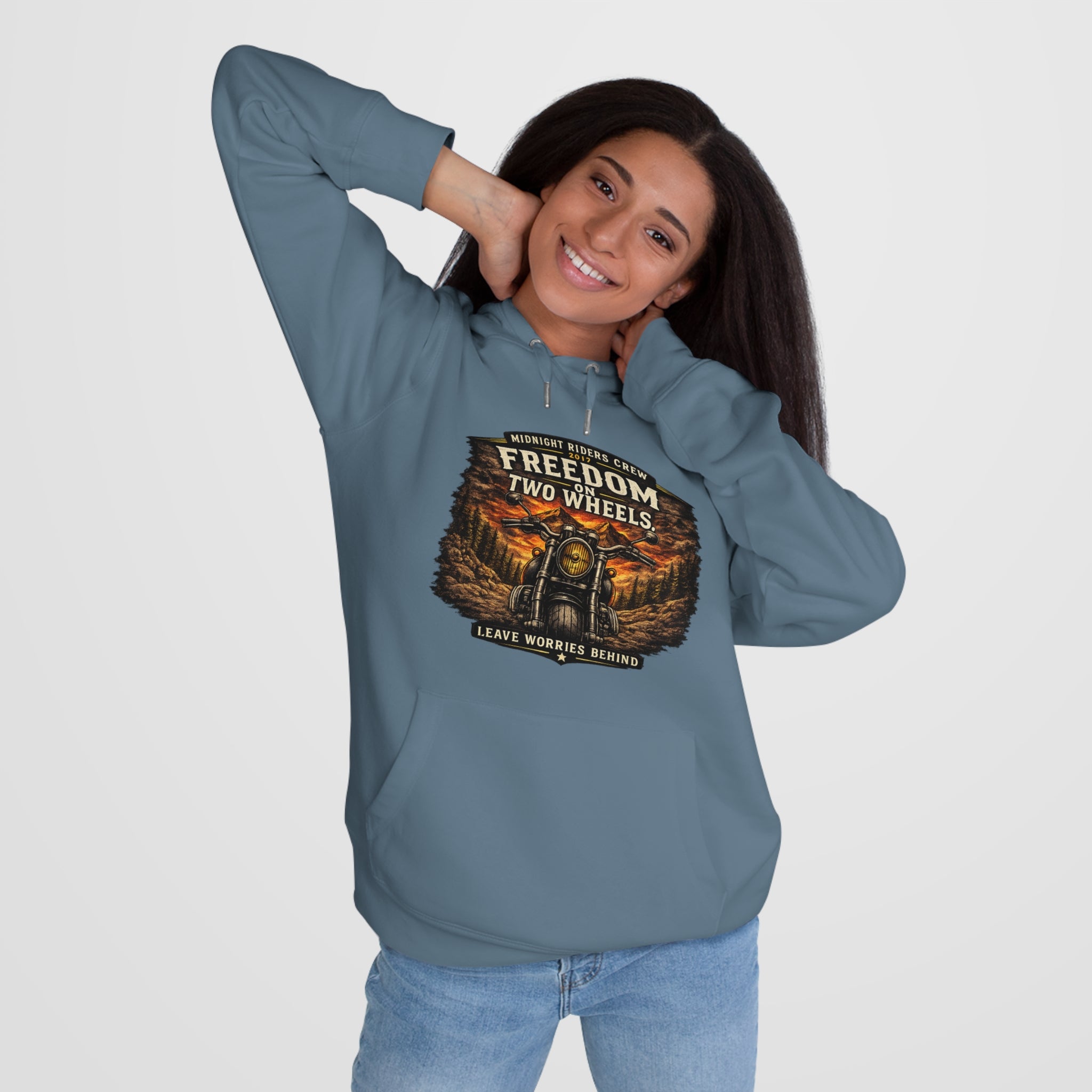 Hoodie - Freedom On Two Wheels - Motorcycle Biker Sweatshirt Man Woman