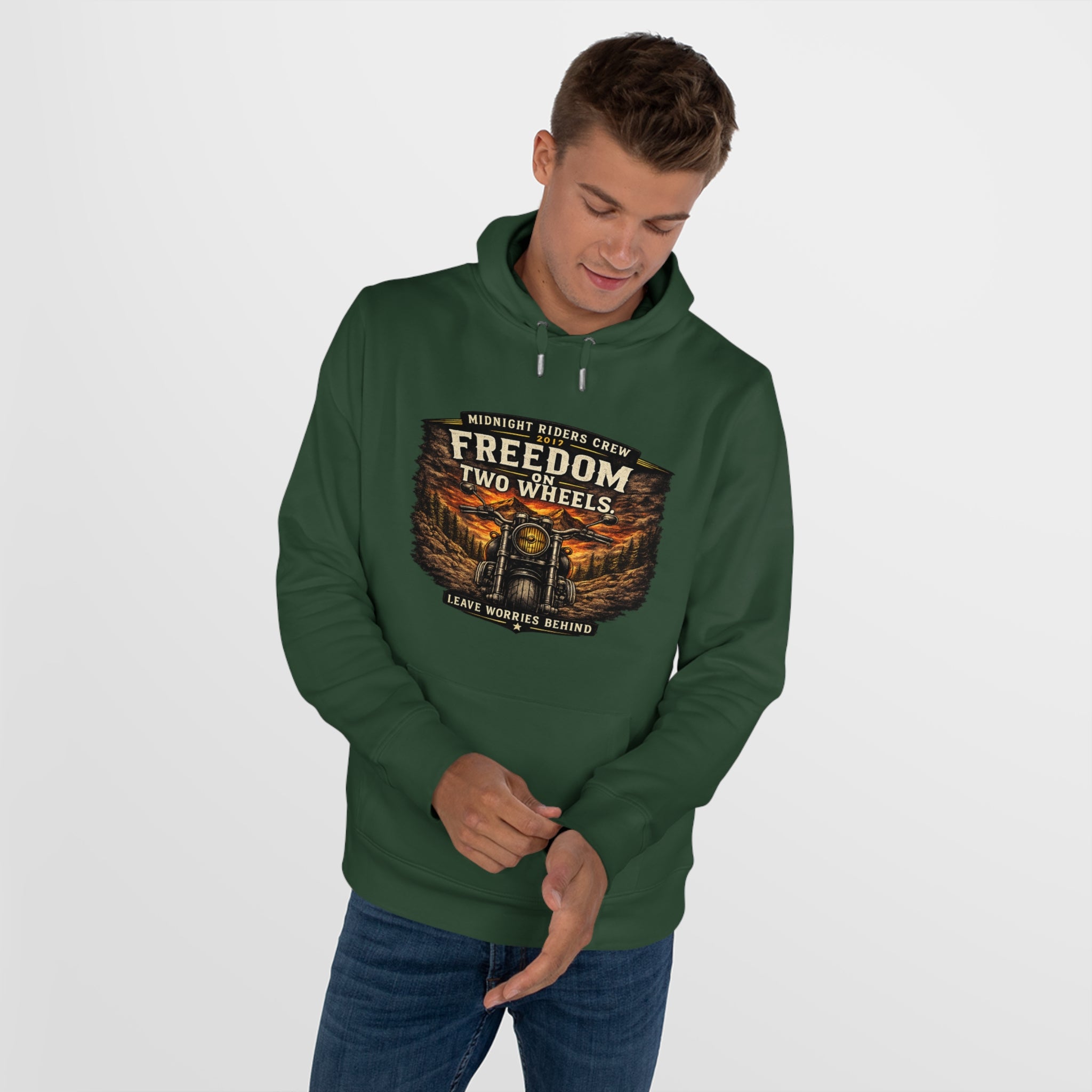 Hoodie - Freedom On Two Wheels - Motorcycle Biker Sweatshirt Man Woman