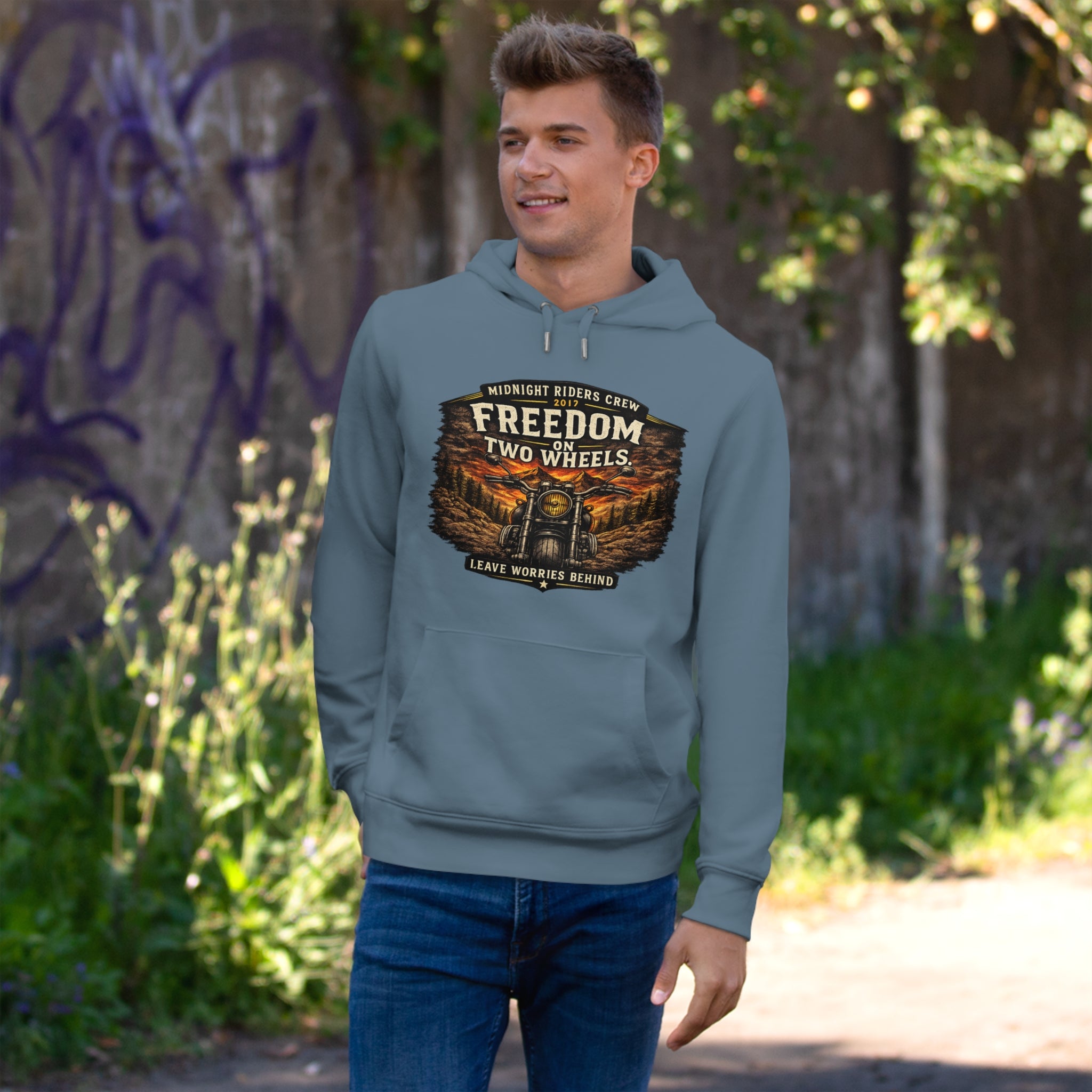 Hoodie - Freedom On Two Wheels - Motorcycle Biker Sweatshirt Man Woman
