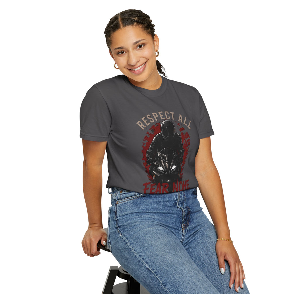 Graphic Motorcycle T-Shirt - Respect All  Fear None Bikershirt Men Woman