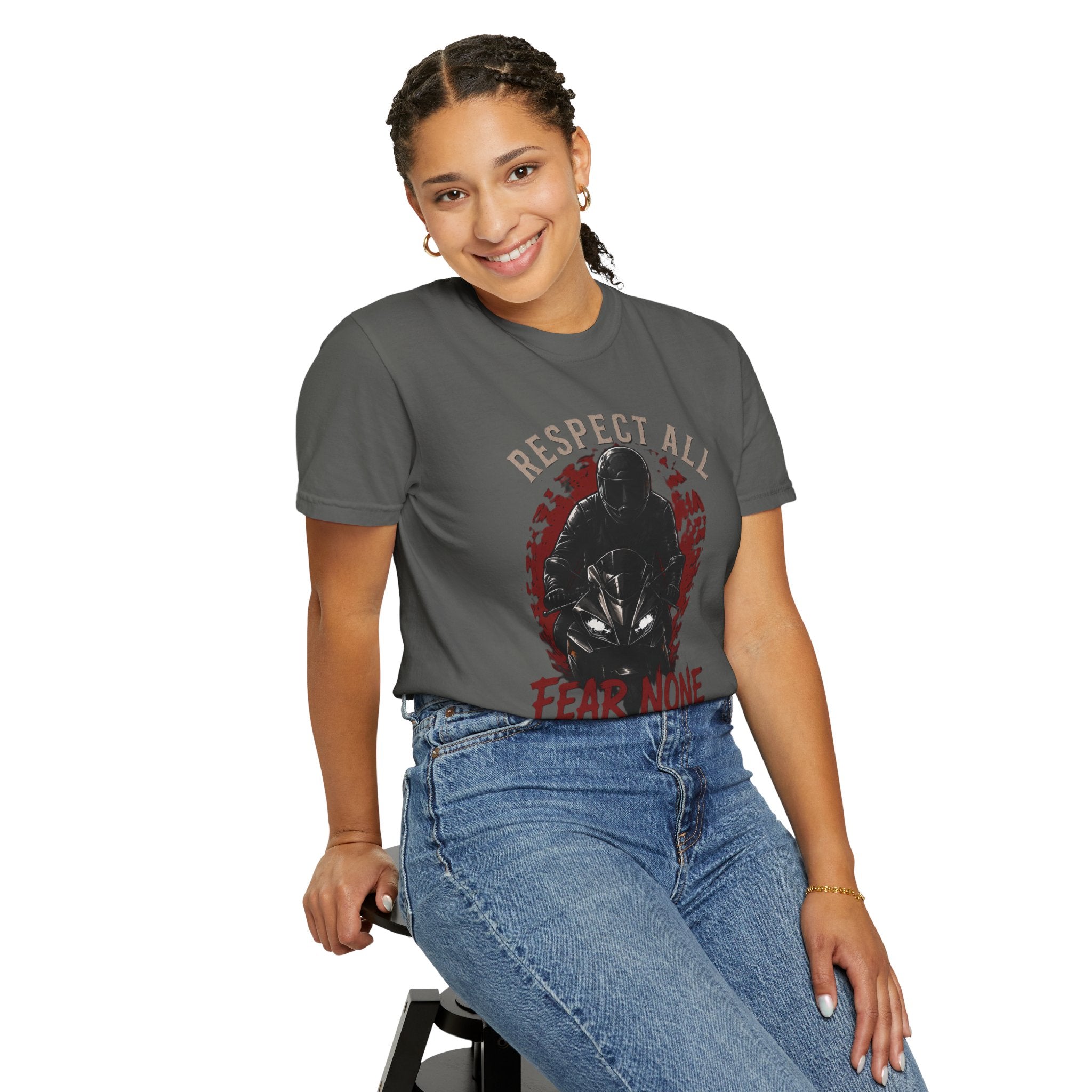 Graphic Motorcycle T-Shirt - Respect All  Fear None Bikershirt Men Woman