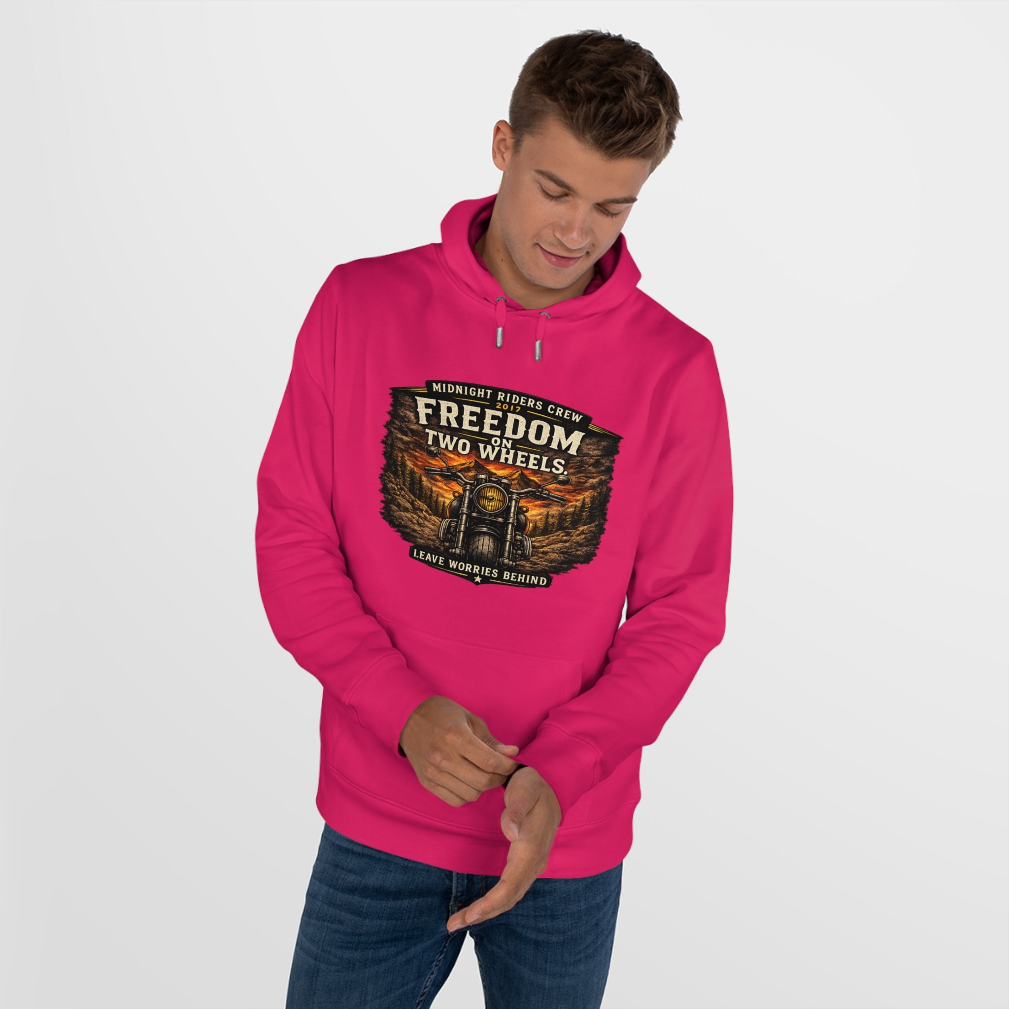 Hoodie - Freedom On Two Wheels - Motorcycle Biker Sweatshirt Man Woman